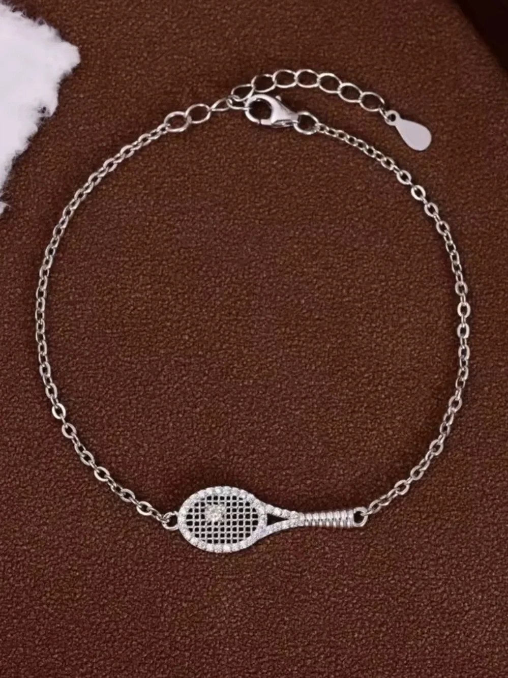 New Silver Tennis Racket Bracelet - Silver